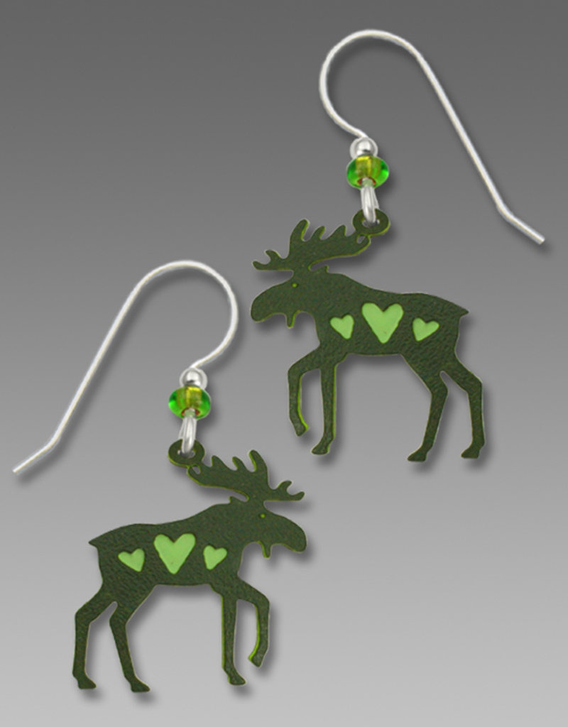 Green Moose Earrings with Hearts