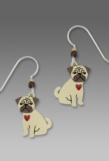 Pug Puppy with Red Heart Earrings