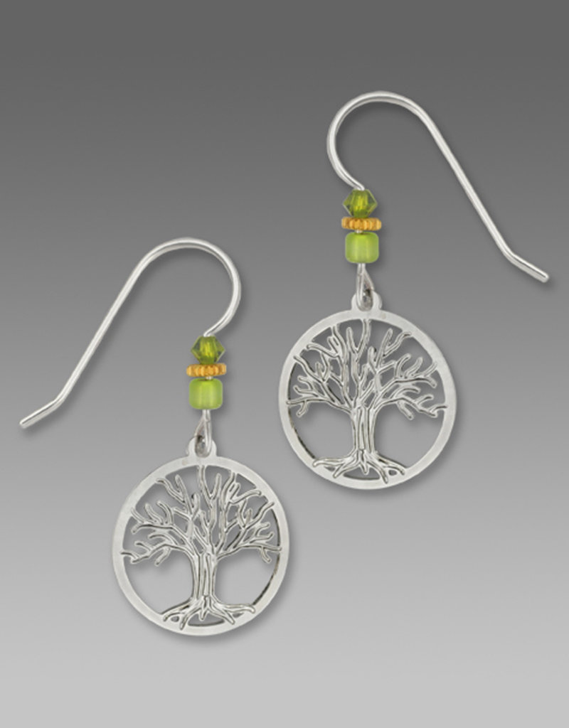 Silver Tree of Life Earrings in a Disk