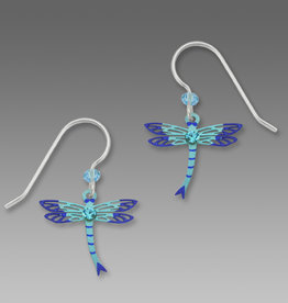 Blue Dragonfly Earrings with Blue Rhinestone