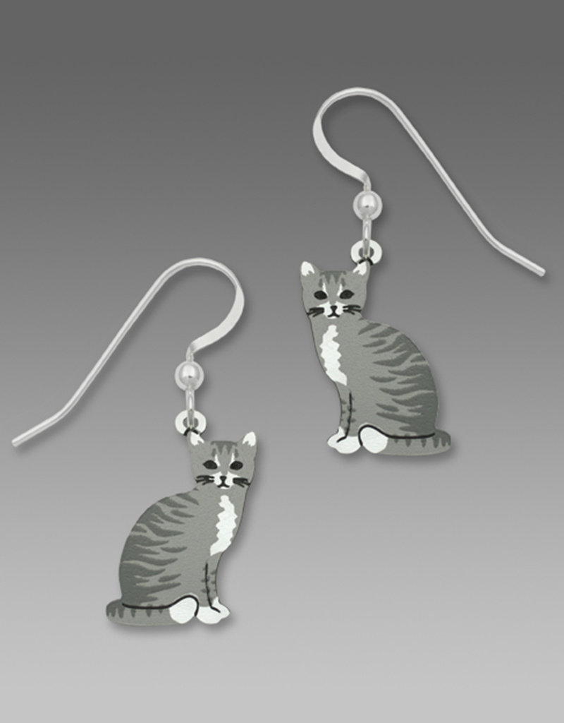 Short Haired Gray Tabby Cat Earrings Simply Sterling