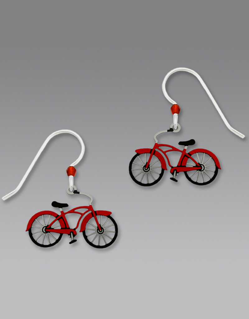 Vintage Style Red Bicycle Earrings