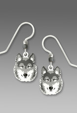 Gray Wolf Face Earrings