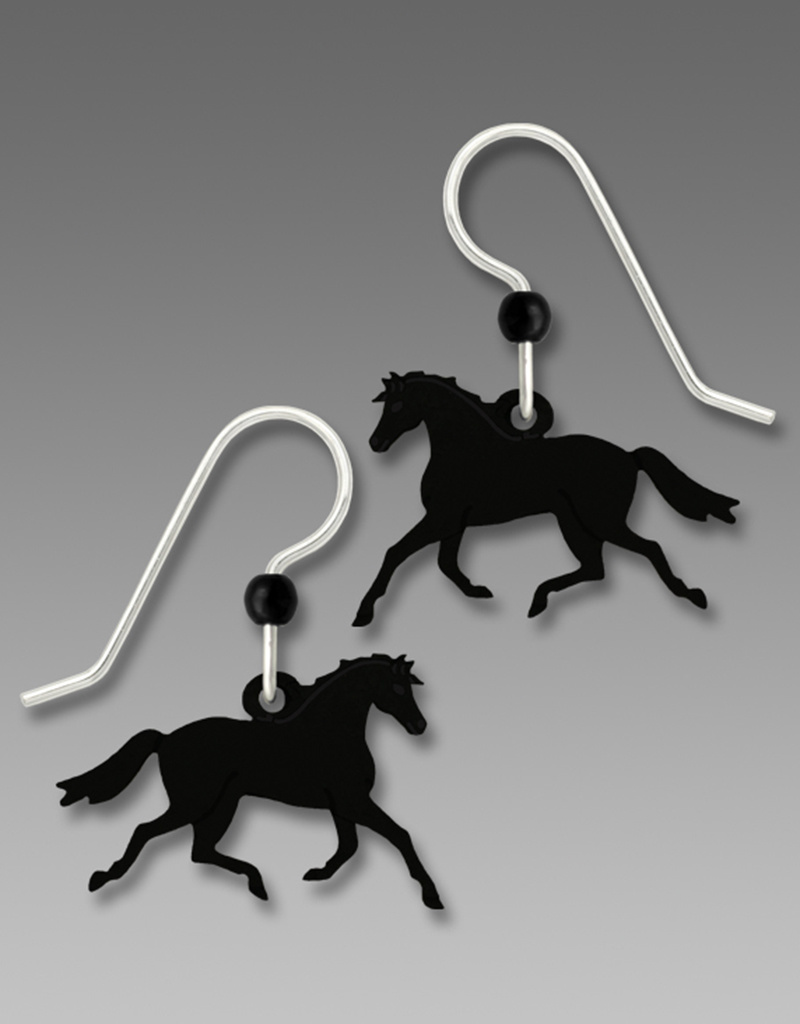 Black Trotting Horse Earrings