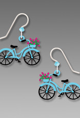 Bike with Flowers in Basket Earrings