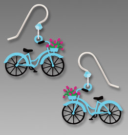 Bike with Flowers in Basket Earrings