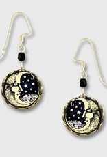 Round Lace Earrings with Moon Face Print