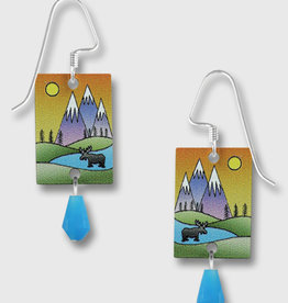 Mountain Scene Moose Earrings