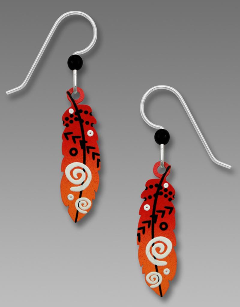 Red and Orange Feather Earrings