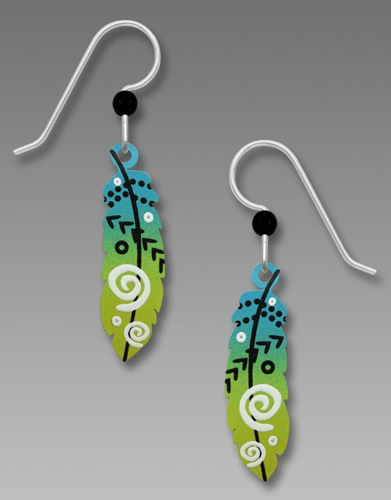 Blue and Yellow Feather Earrings