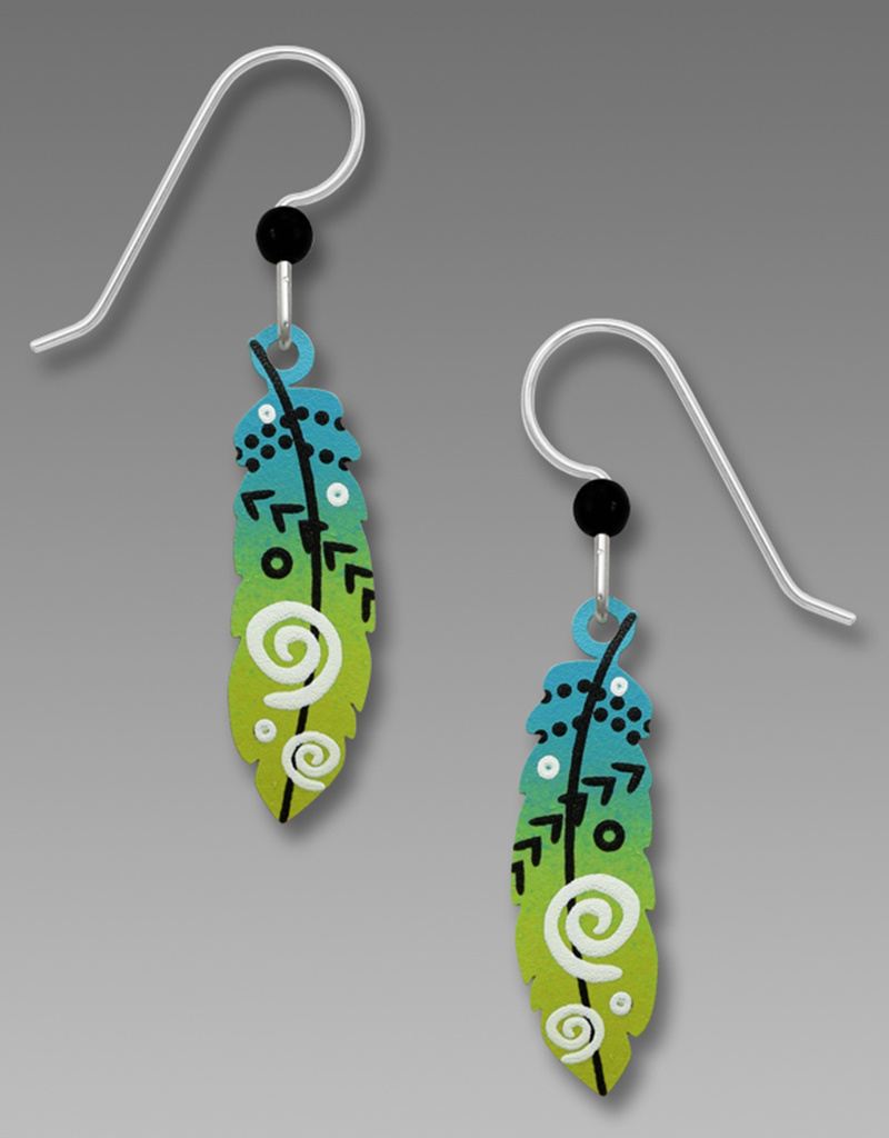 Blue and Yellow Feather Earrings