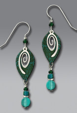Blue Green Spiral with Beads Earrings