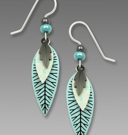 Dusty Aqua and Gunmetal Leaves Earrings