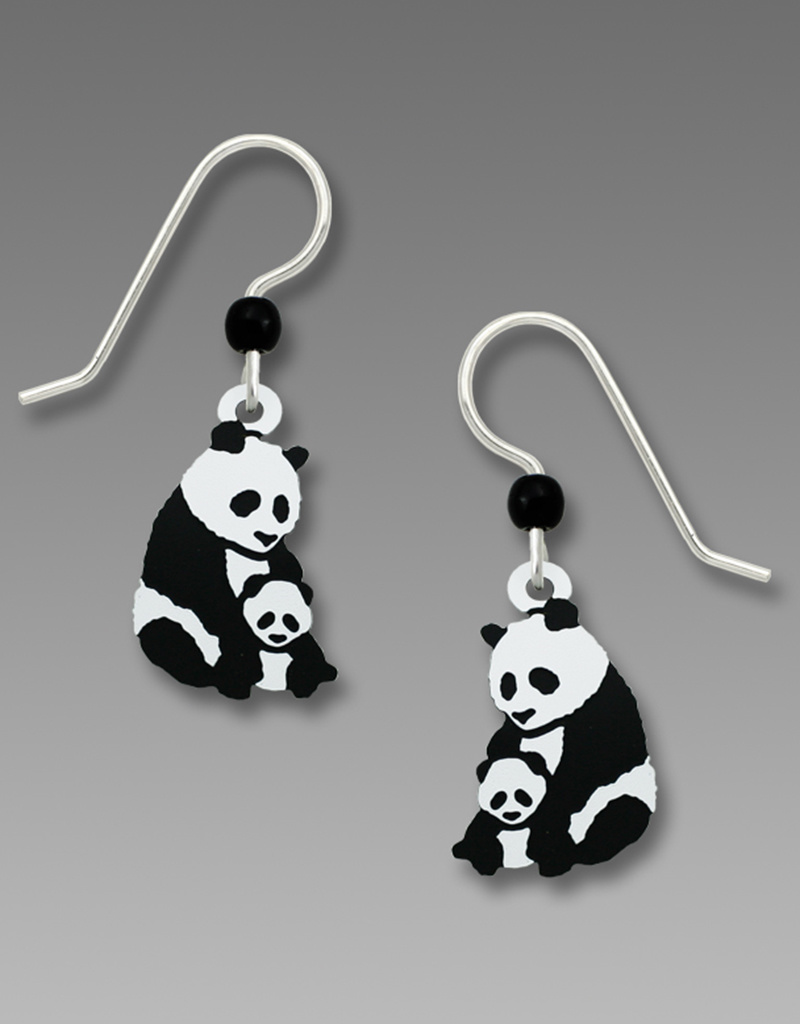 Mother and Baby Panda Bear Earrings