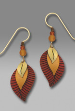 Three-Part Rust and Brass Leaves Earrings