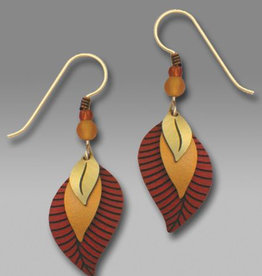 Three-Part Rust and Brass Leaves Earrings