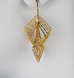 Gold Multi Square Earrings 39mm