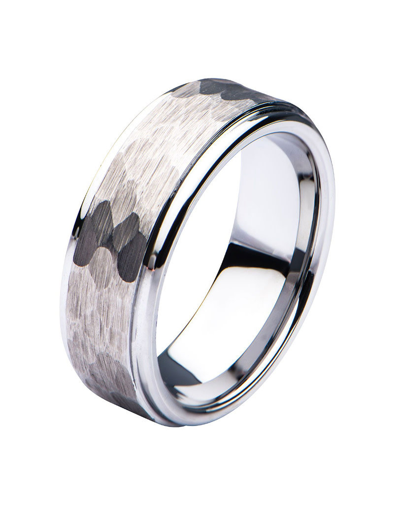 Men's Stainless Steel Hammered Band Ring