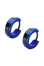 Stainless Steel Black & Blue Huggie Earrings 13mm