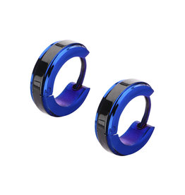 Black & Blue Huggie Earrings 13mm