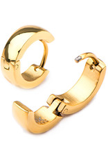 Stainless Steel 4mm Wide Gold PVD Huggie Earrings 13mm