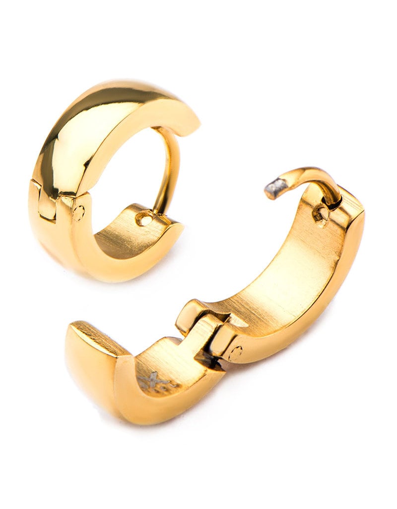 Stainless Steel 4mm Wide Gold PVD Huggie Earrings 13mm