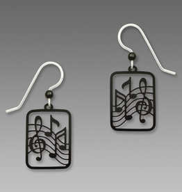 Black Treble Clef and Notes Earrings