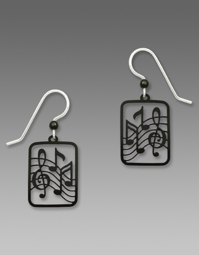 Black Treble Clef and Notes Earrings