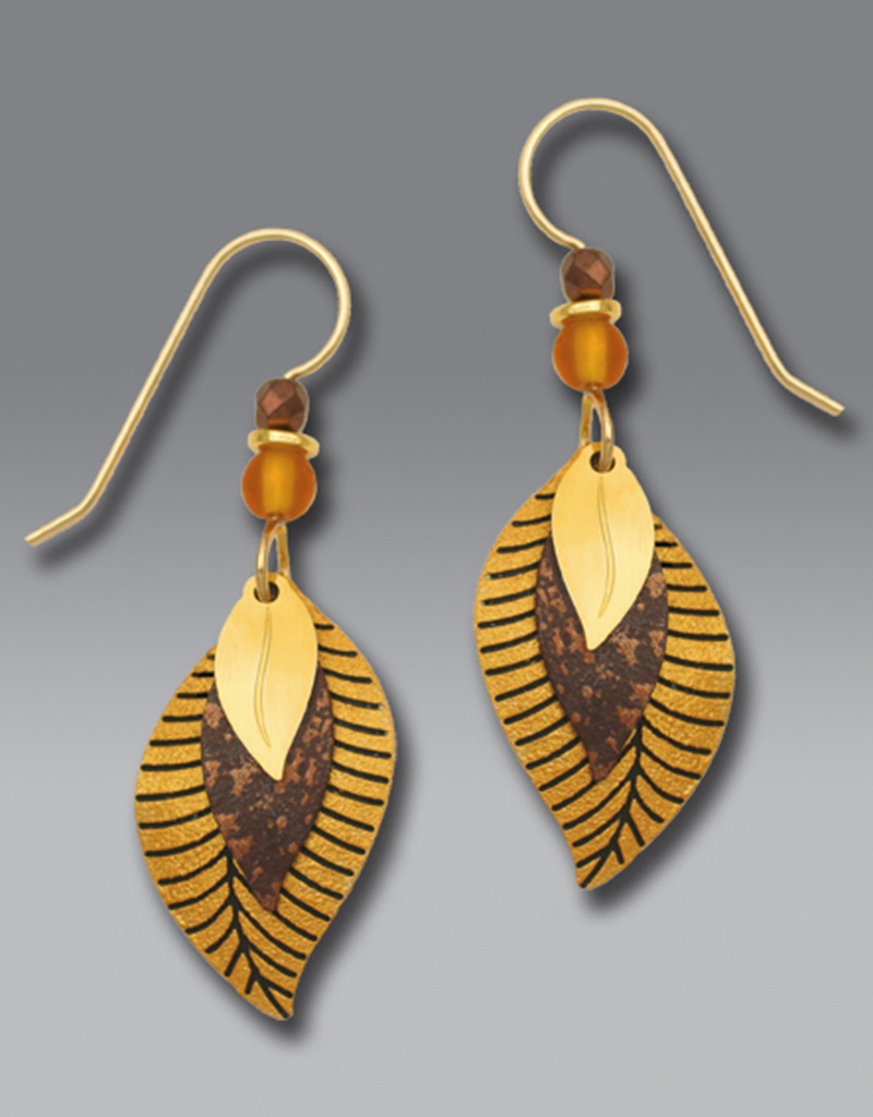 Three-Part Autumn Gold and Brown Earrings