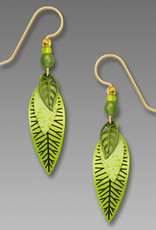 Three-Part Green Leaves Earrings