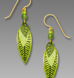 Three-Part Green Leaves Earrings