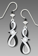 Black and White Twist Earrings with White Cabochon