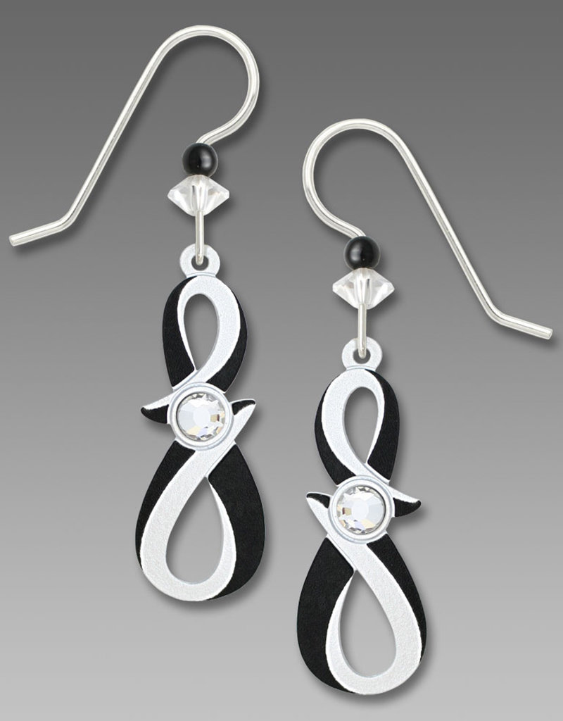 Black and White Twist Earrings with White Cabochon