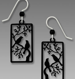 Two Black Birds on a Branch Earrings