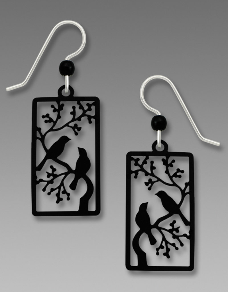 Two Black Birds on a Branch Earrings