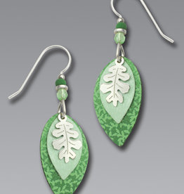Three-Part Mint Green Leaves Earrings