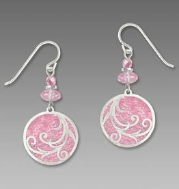 Bright Baby Pink Disk Earrings with Tendrils