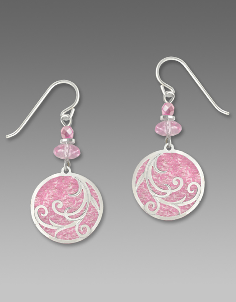 Bright Baby Pink Disk Earrings with Tendrils