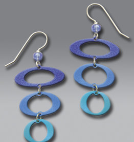 Three-Part Blue Open Ovals Earrings
