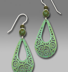Green Filigree Teardrop Earrings