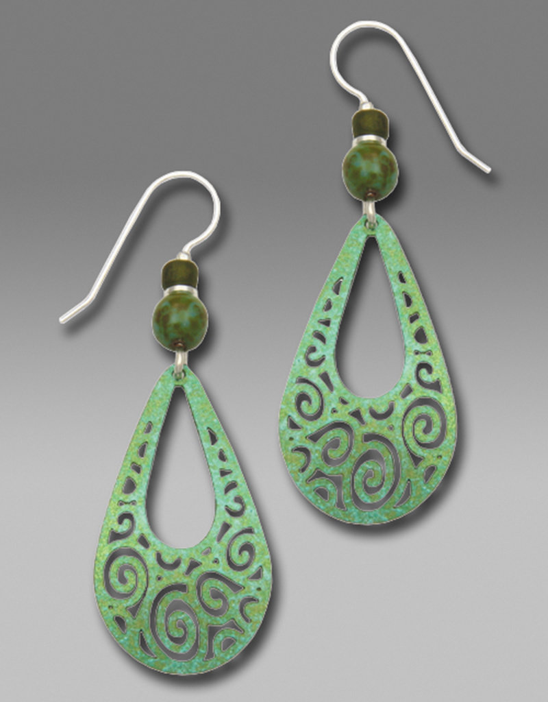 Green Filigree Teardrop Earrings