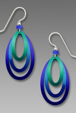 Three-Part Open Stack Blue Ovals Earrings