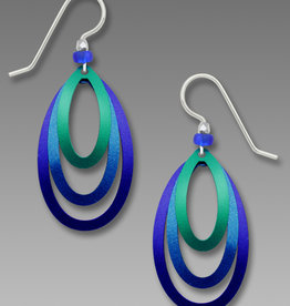 Three-Part Open Stack Blue Ovals Earrings