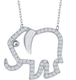 Elephant CZ Necklace 16+2"