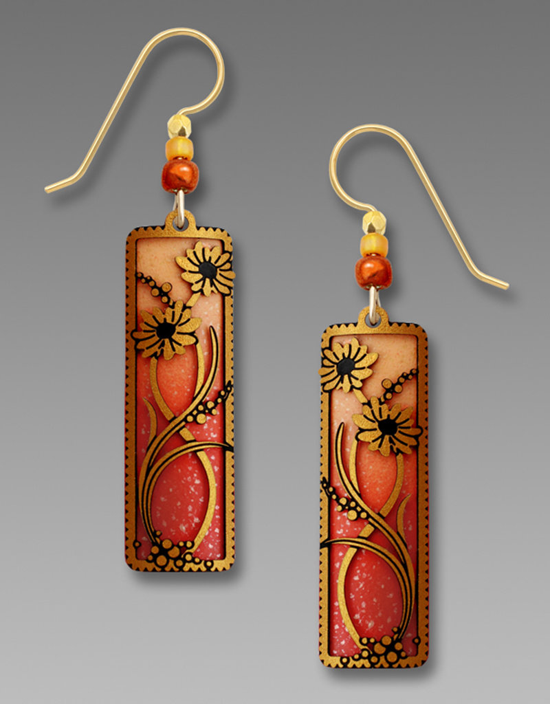 Autumn Orange and Apricot Column with Floral Overlay Earrings