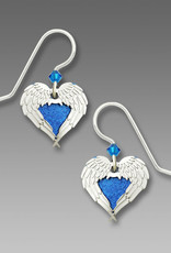 Angel Wings Earrings with Blue Heart