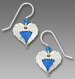 Angel Wings Earrings with Blue Heart