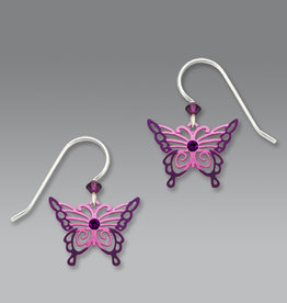 Purple and Pink Filigree Butterfly Earrings
