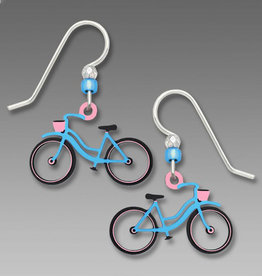 Blue and Pink Bicycle Earrings