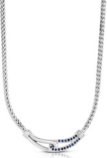 Sterling Silver Woven Loop Sapphire Necklace 17"